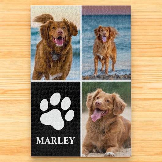 Custom Pet Dog Paw Print 3 Cute Photo Collage Legpuzzel