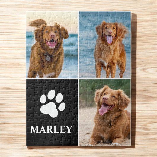  Custom Pet Dog Paw Print 3 Photo Collage Legpuzzel
