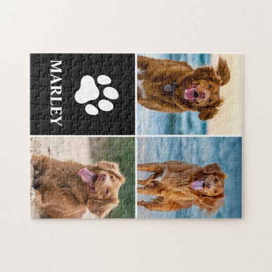  Custom Pet Dog Paw Print 3 Photo Collage Legpuzzel (Horizontaal)