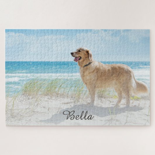 Custom Pet Dog Photo and Script Font Name Legpuzzel (Horizontaal)