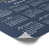 Custom Pet Foto en Naam 2025 Kalender Navy Blue Poster (Hoek)