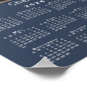 Custom Pet Foto en Naam 2026 Kalender Navy Blue Poster (Hoek)