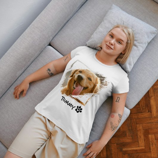 Custom Pet Foto & Naam T-Shirt met Moderne Typogr