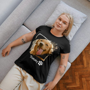 Custom Pet Foto & Naam T-Shirt met Moderne Typogr