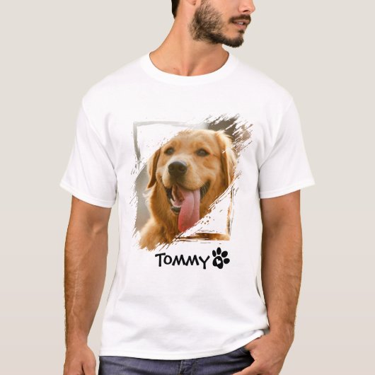 Custom Pet Foto & Naam T-Shirt met Moderne Typogr (Voorkant)