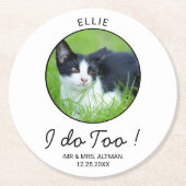 Custom Pet Foto Schattigee Hond Kat Ik Doe Ook Tro Ronde Kartonnen Onderzetter (Voorkant)