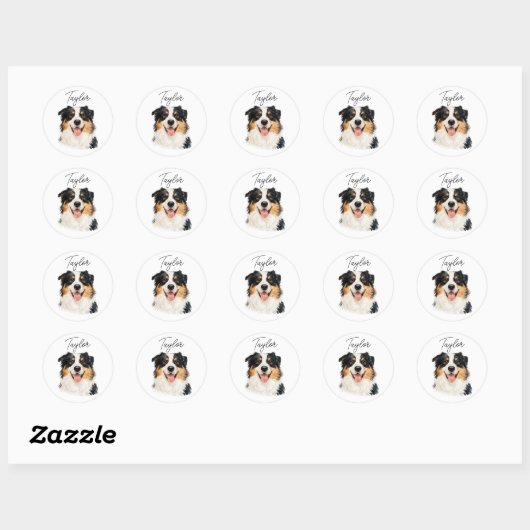 Custom Pet from Photo & Name – Personalized Dog Ronde Sticker (Vel)