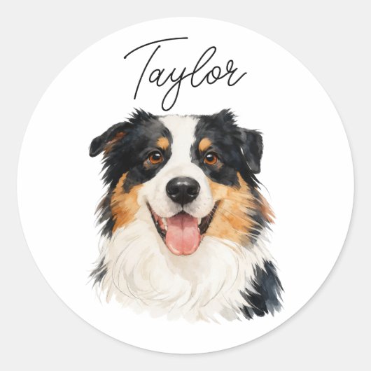 Custom Pet from Photo & Name – Personalized Dog Ronde Sticker (Voorkant)