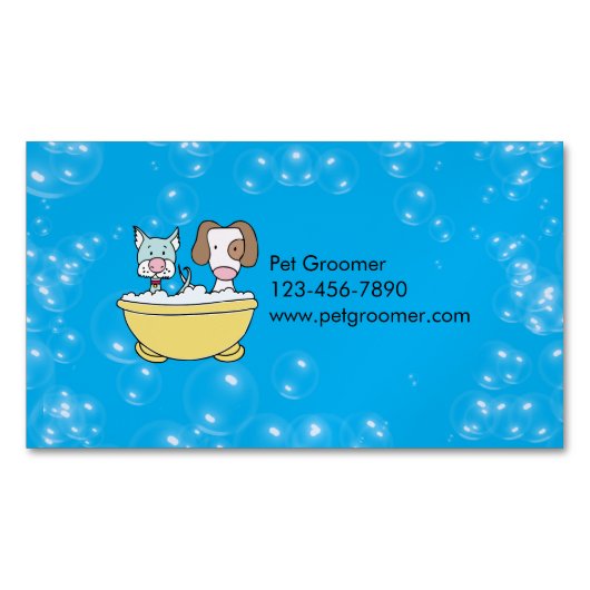 Custom Pet Groomer Business Card Magnet Magnetisch Visitekaartje (Voorkant)