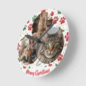 Custom Pet Lover Christmas Wall Clock Ronde Klok (Hoek)