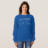 Custom Pet Lover White Script Cat Mom Deep Royal Trui (Voorkant volledig)