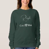 Custom Pet Lover White Script Cat Mom Forest Green Trui (Voorkant)