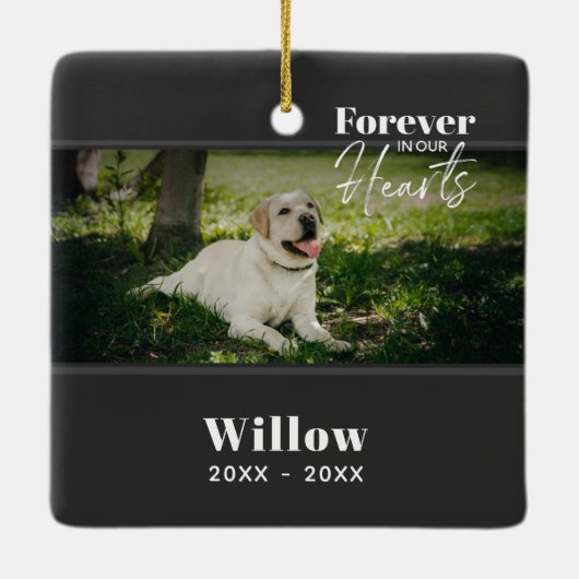 Custom Pet Memorial Foto Keramisch Ornament (Achterkant)