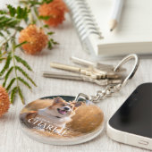 Custom Pet Memorial Foto met naam Sleutelhanger (Voorkant Rechts)