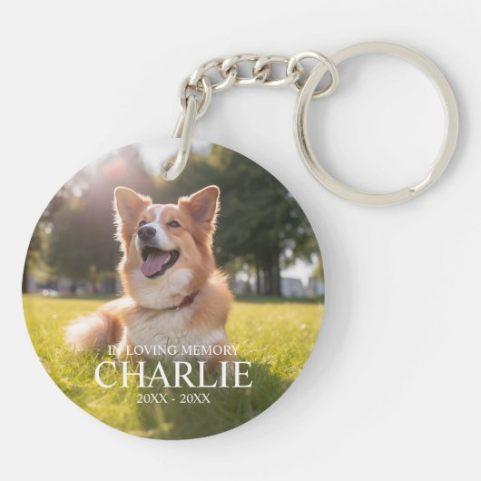 Custom Pet Memorial Foto met naam Sleutelhanger (Achterkant)