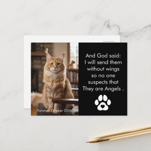Custom Pet Memorial Photo Postcard  Briefkaart (Voorkant / Achterkant in situ)
