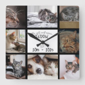 Custom Pet Memorial Photo Wall Vierkante Klok (Voorkant)