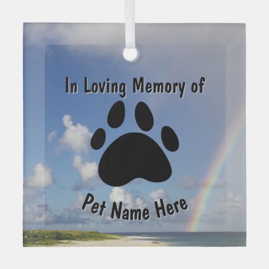 Custom Pet Memorial Rainbow Glas Ornament (Voorkant)