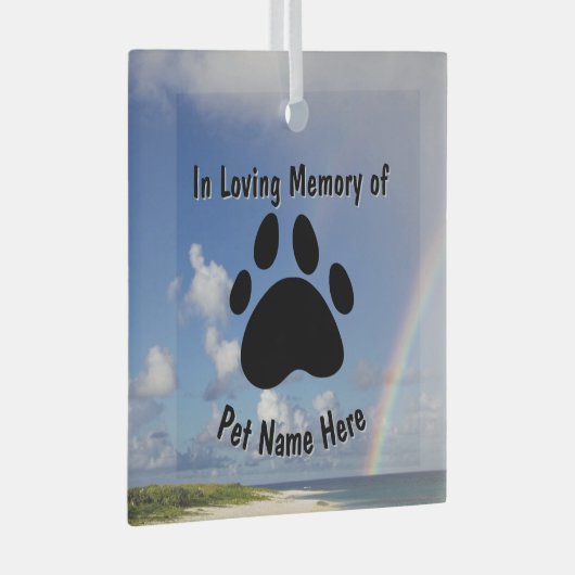 Custom Pet Memorial Rainbow Glas Ornament (Voorkant Rechts)