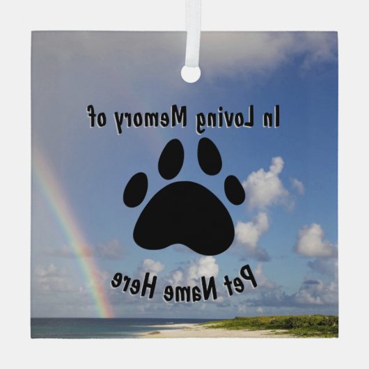 Custom Pet Memorial Rainbow Glas Ornament (Achterkant)