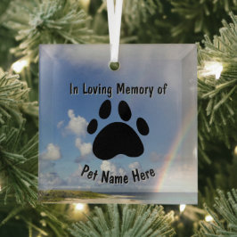 Custom Pet Memorial Rainbow Glas Ornament