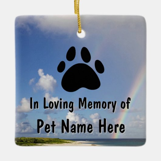 Custom Pet Memorial Rainbow Keramisch Ornament (Voorkant)