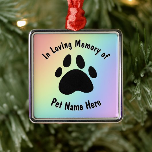Custom Pet Memorial Rainbow Metalen Ornament (Boom)