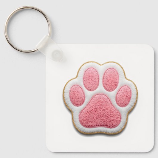 Custom Pet Mom Keychain | Heart Shaped Paw Prints (Voorkant)