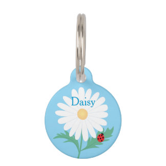 Custom Pet Name Daisy Flower Ladybug Pet ID Tag Huisdierpenning