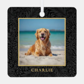 Custom Pet Name Photo Botanical Holiday Metalen Ornament (Achterkant)