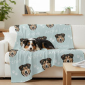 Custom Pet Name Photo Dog  Fleece Deken