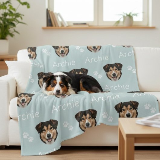 Custom Pet Name Photo Dog  Fleece Deken