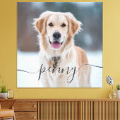 Custom Pet Name Photo Elegant Script Dog Canvas Afdruk (Insitu (Woonkamer))
