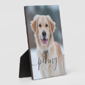Custom Pet Name Photo Elegant Script Dog Fotoplaat (Zijkant)