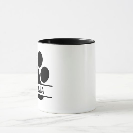 Custom Pet Paw Print Mug | Black & White Mok (Midden)