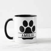 Custom Pet Paw Print Mug | Black & White Mok (Links)