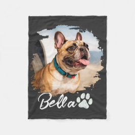 Custom Pet Photo and Name Typography Fleece Deken