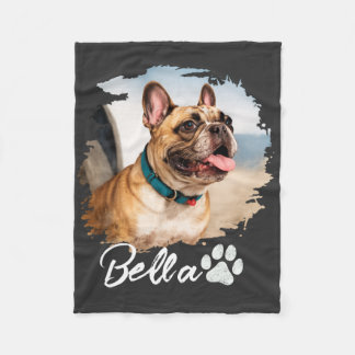 Custom Pet Photo and Name Typography Fleece Deken