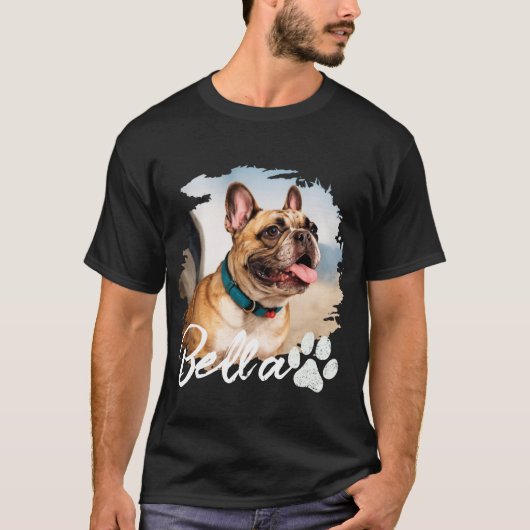 Custom Pet Photo and Name Typography T-shirt (Voorkant)