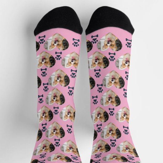 Custom Pet Photo and Paw Prints Socks Sokken (Top)