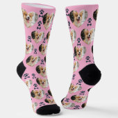 Custom Pet Photo and Paw Prints Socks Sokken (Gebogen)