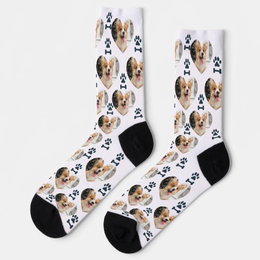 Custom Pet Photo and Paw Prints Socks Sokken (Links)