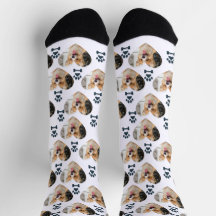 Custom Pet Photo and Paw Prints Socks