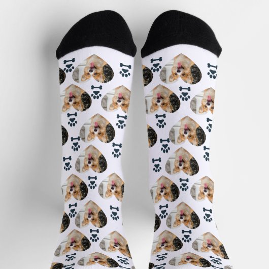 Custom Pet Photo and Paw Prints Socks Sokken (Top)