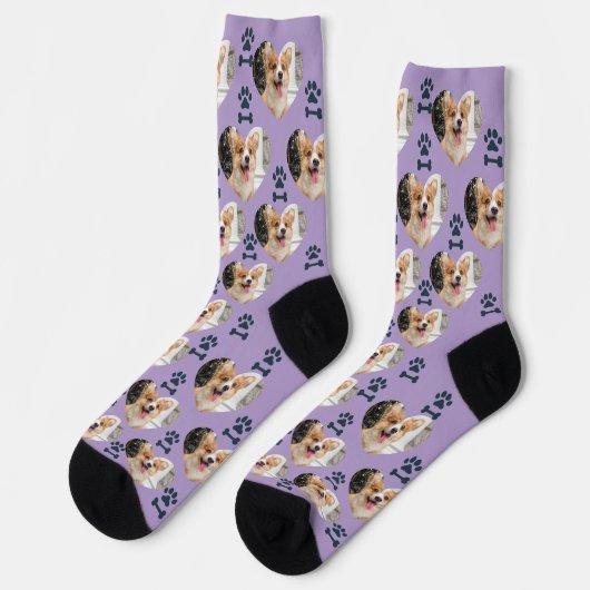 Custom Pet Photo and Paw Prints Socks Sokken (Links)