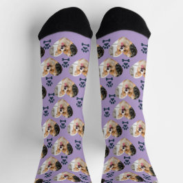 Custom Pet Photo and Paw Prints Socks Sokken