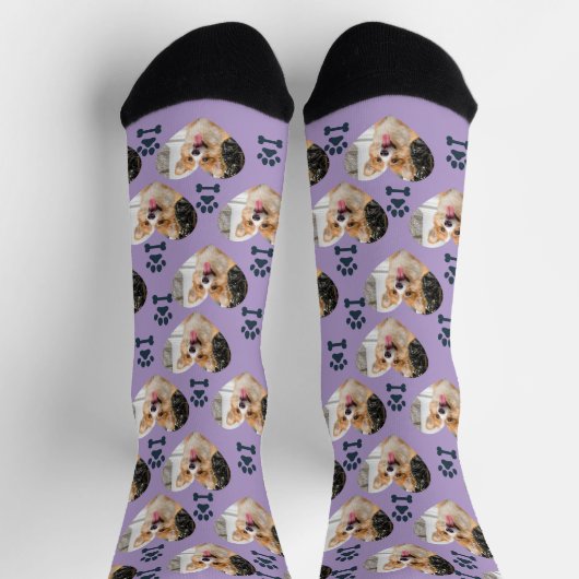 Custom Pet Photo and Paw Prints Socks Sokken (Top)
