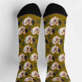Custom Pet Photo and Paw Prints Socks Sokken
