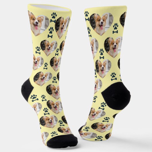 Custom Pet Photo and Paw Prints Socks Sokken (Gebogen)
