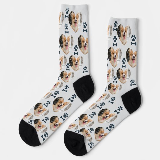 Custom Pet Photo and Paw Prints Socks Sokken (Links)